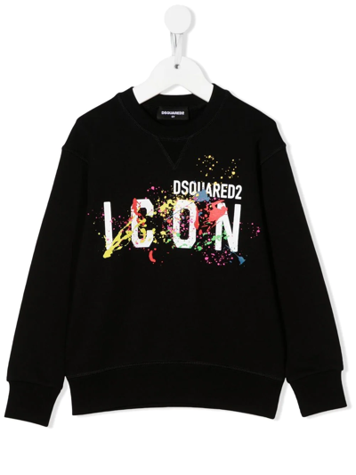 Dsquared2 Teen Icon Paint-splatter Sweatshirt In Black