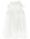 STYLAND FEATHER TRIM PLEATED BLOUSE