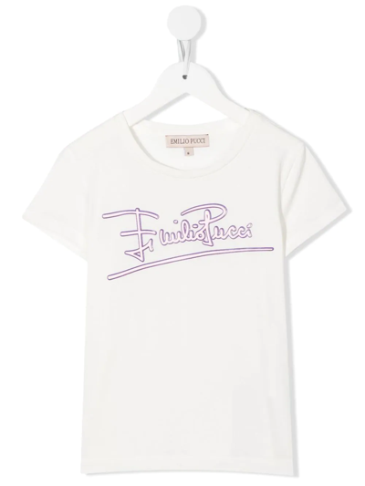 Pucci Junior Logo-print T-shirt In Weiss