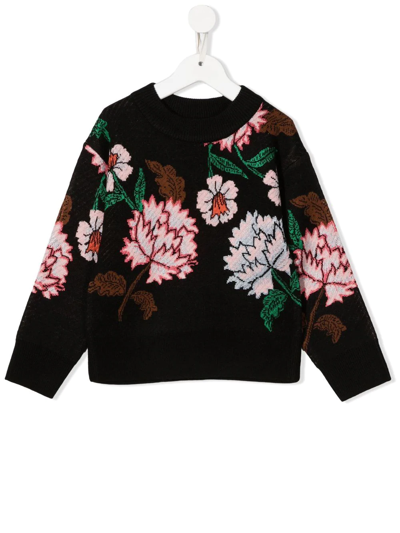 Scotch & Soda Chunky Floral Knit Sweater Combo G In Schwarz