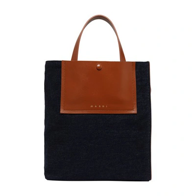 Marni Museo Soft Denim Shoulder Bag In Multi