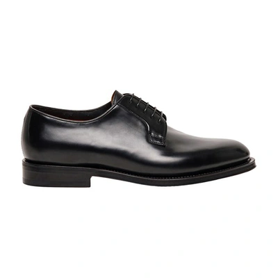 Santoni Leather Derby Lace-up In Black