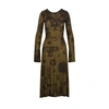 Marine Serre Printed Fluid Viscose Jersey Midi Dress In Green