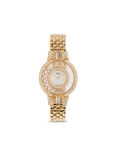 Pre-owned Chopard 1980s  Happy Diamonds 24mm In Gold