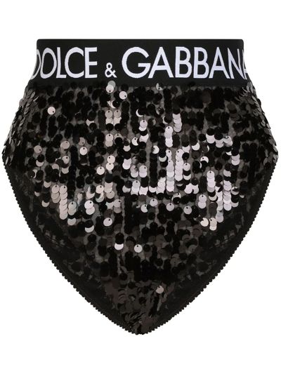 Dolce & Gabbana Sequin-embellishment Logo Briefs In Nero