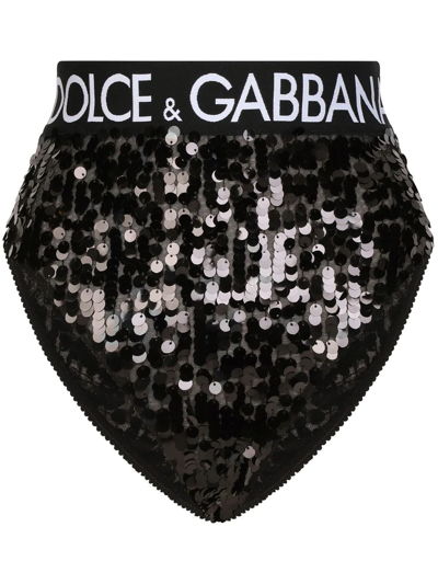 Dolce & Gabbana Sequin-embellishment Logo Briefs In Black