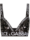 Dolce & Gabbana Sequinned Triangle Bra In Nero