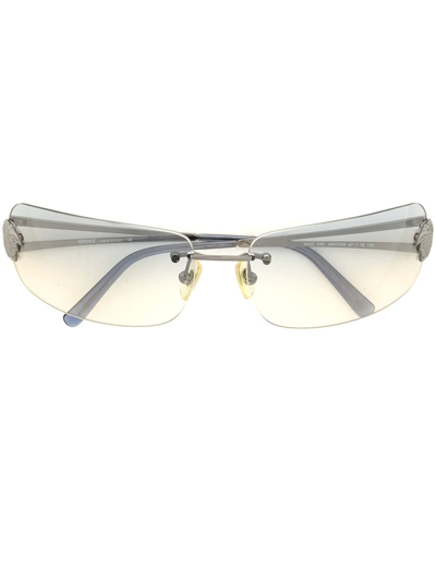 Pre-owned Versace 1990-2000s Medusa Rectangular-frame Rimless Sunglasses