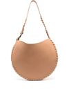 Chloé Round Leather Shoulder Bag In Light Tan
