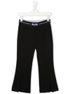 Msgm Logo-waist Flared Jersey Trousers In Blue