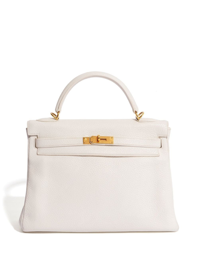 Pre-owned Hermes Kelly 32 Retourne 手提包（典藏款） In White