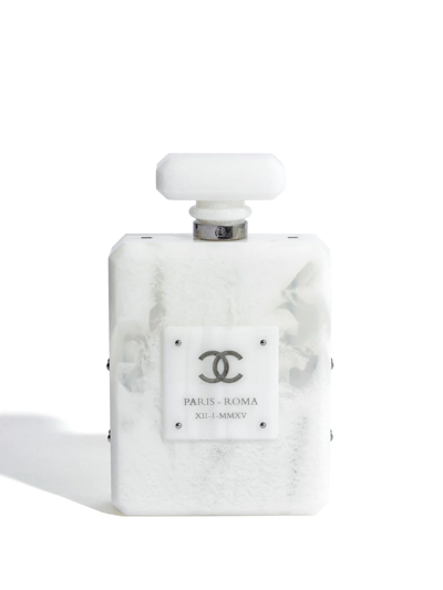 Pre-owned Chanel 2016 Paris-roma Nº5 Perfume Bottle Mini Bag In White