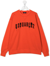 Dsquared2 Kids Orange Hoodie With Spray Effect Logo In Orange