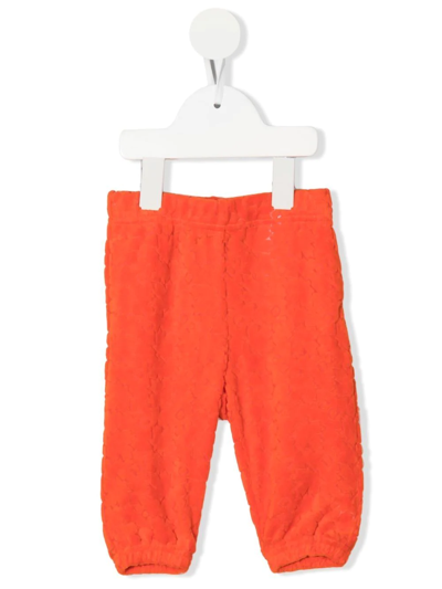 Dsquared2 Babies' Logo-embossed Velvet Track Trousers In Orange