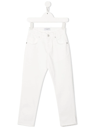 Paolo Pecora Kids' Mid-rise Straight-leg Jeans In Bianco