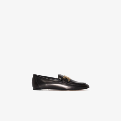 Tod's Black Khaite Chain Leather Loafers