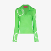 THE ELDER STATESMAN GREEN COLLARED LONG SLEEVE TOP,22014418449192