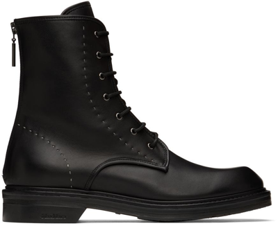Max Mara 30mm Bethv Leather Combat Boots In Black