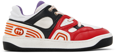 Gucci Kids Red & Black Basket Sneakers In 多色