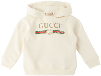 Gucci Baby Off-white Logo Hoodie In Ivory