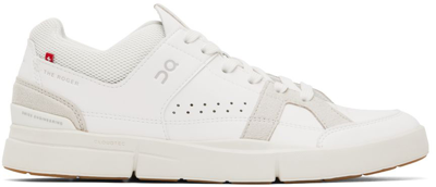 On White Synthetic Leather And Fabric The Roger Clubhouse Sneakers In White & Sand