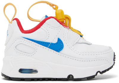 Nike Baby White  Air Max 90 Toggle Sneakers In White/photo Blue-uni