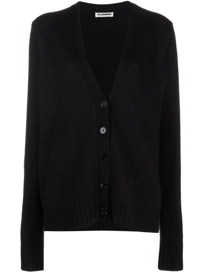 Jil Sander Black Oversized Wool Cardigan