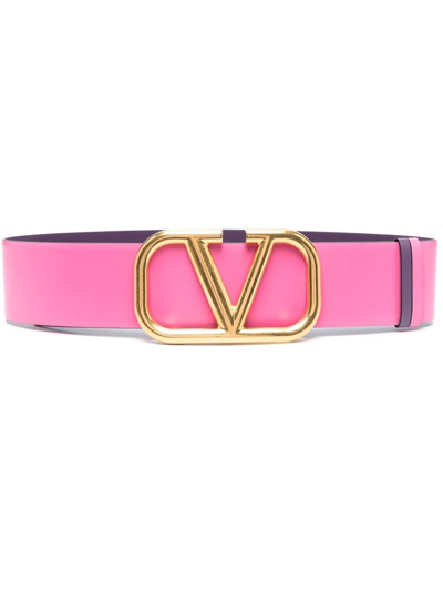 Valentino Garavani Signature Vlogo Reversible Belt In Pink