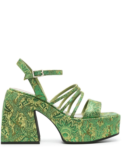 Nodaleto Bulla Chibi Embroidered Platform Sandals In Green