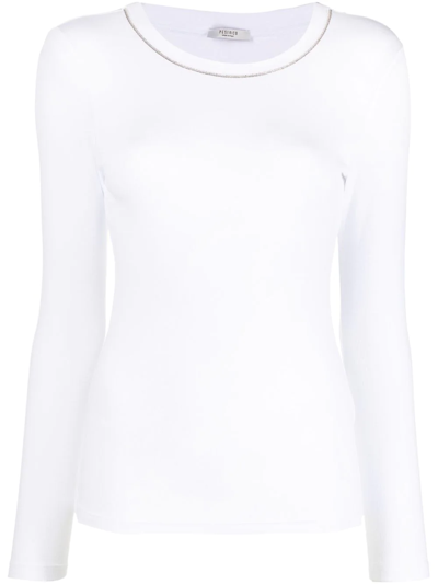 Peserico Long-sleeved Jersey-knit Top In White