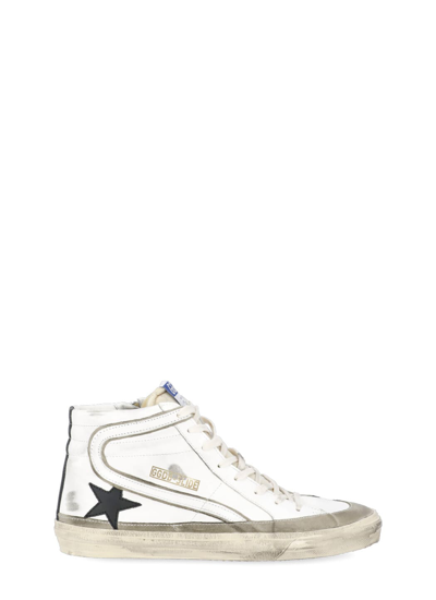 Golden Goose Slide Leather Upper Star List And Wave Foam Toungue Suede All Around In Wht/yellow/blk/taupe