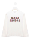 MARC JACOBS LONG-SLEEVED WHITE COTTON T-SHIRT WITH LOGO PRINT MARC JACOBS KIDS GIRLS