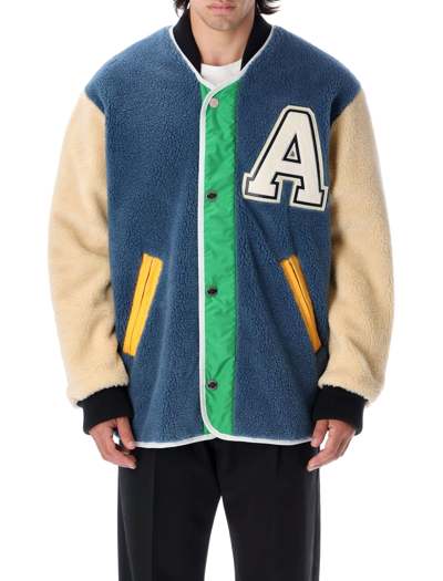 Ambush Logo-patch Fleece Liner Varsity Jacket In Blue