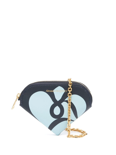 Alexander Mcqueen Seal Logo-print Triangle-shaped Wallet In Blue Navy