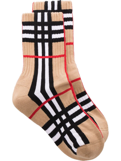 Burberry Neutral Archive Check Socks In Neutrals