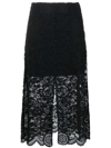 Rabanne Lace-embroidered Midi Skirt In Black