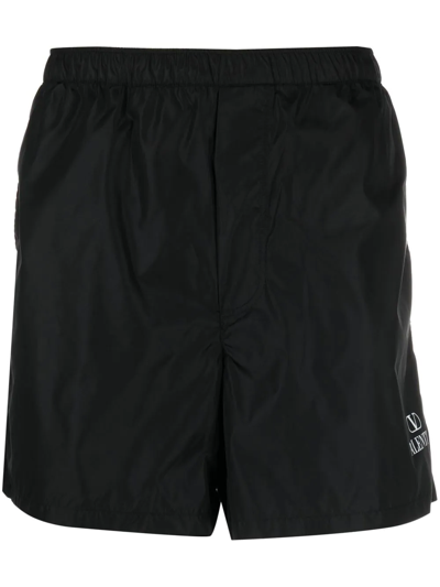 Valentino Logo-print Swim Shorts In Black