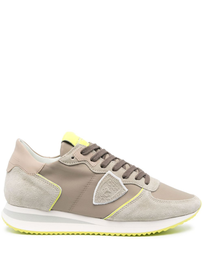 Philippe Model Paris Leather-panelled Low-top Sneakers In Neutrals