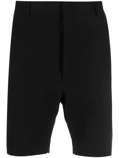 Fendi Logo-patch Tailored Shorts In Black