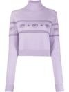 Chiara Ferragni Maxilogo Lurex Crop Sweater In Purple