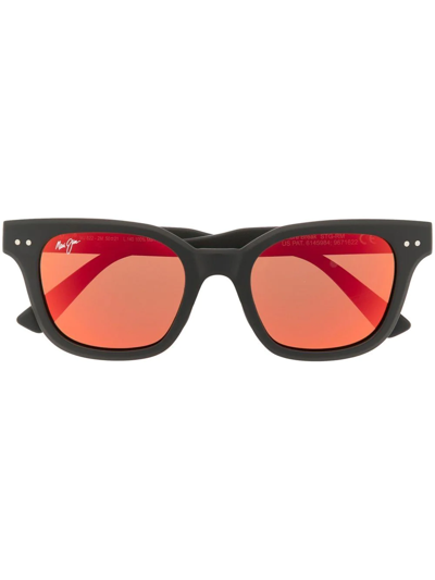 Maui Jim Wayfarer-frame Mirrored Sunglasses In Black