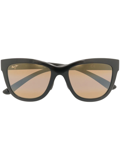 Maui Jim Mirrored-lenses Square-frame Sunglasses In Black