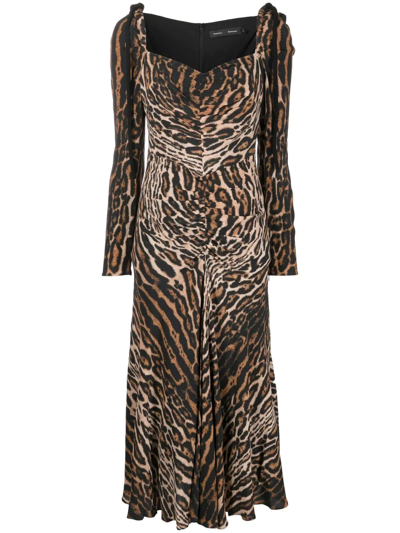 Proenza Schouler Sweetheart Neck Leopard-print Dress In Brown