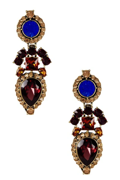 Olivia Welles Janine Stone Earrings In Oxidized Brass / Topaz