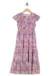 Ava & Yelly Kids' Chiffon Smocked Ruffle Maxi Dress In Lavender