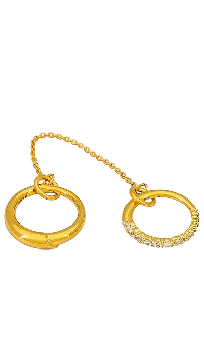 Senia After Party Chain Rings In Metallic Gold
