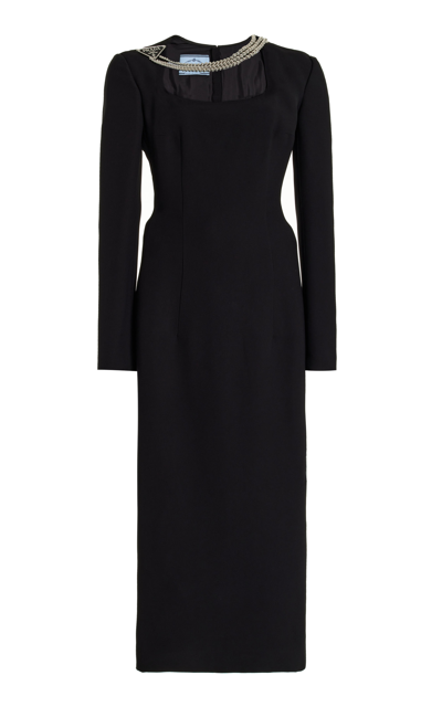 Prada Cady Runway Dress With Detachable Necklace In Black