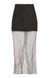 Prada Women's Net-trimmed Woven Mini Skirt In Black