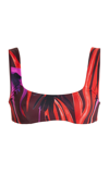 Louisa Ballou Orchid-print Scoop-neck Bikini Top In Red