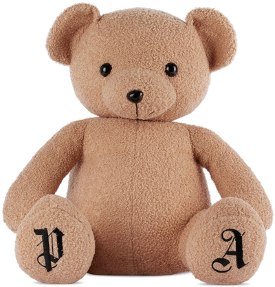 Palm Angels Logo-embroidered Teddy Bear In Brown Black